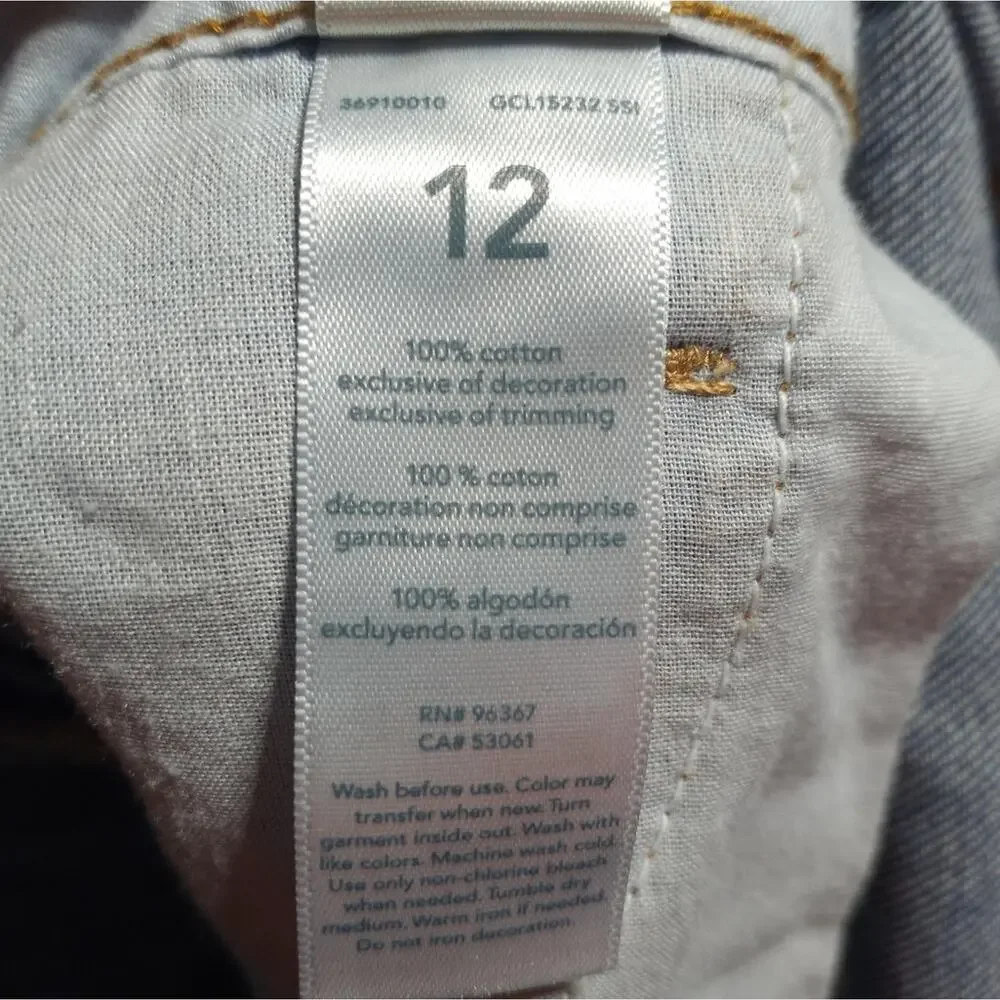 Oshkosh B'gosh Girls Denim Blue Jean Bib Overall Shorts Size Child 12